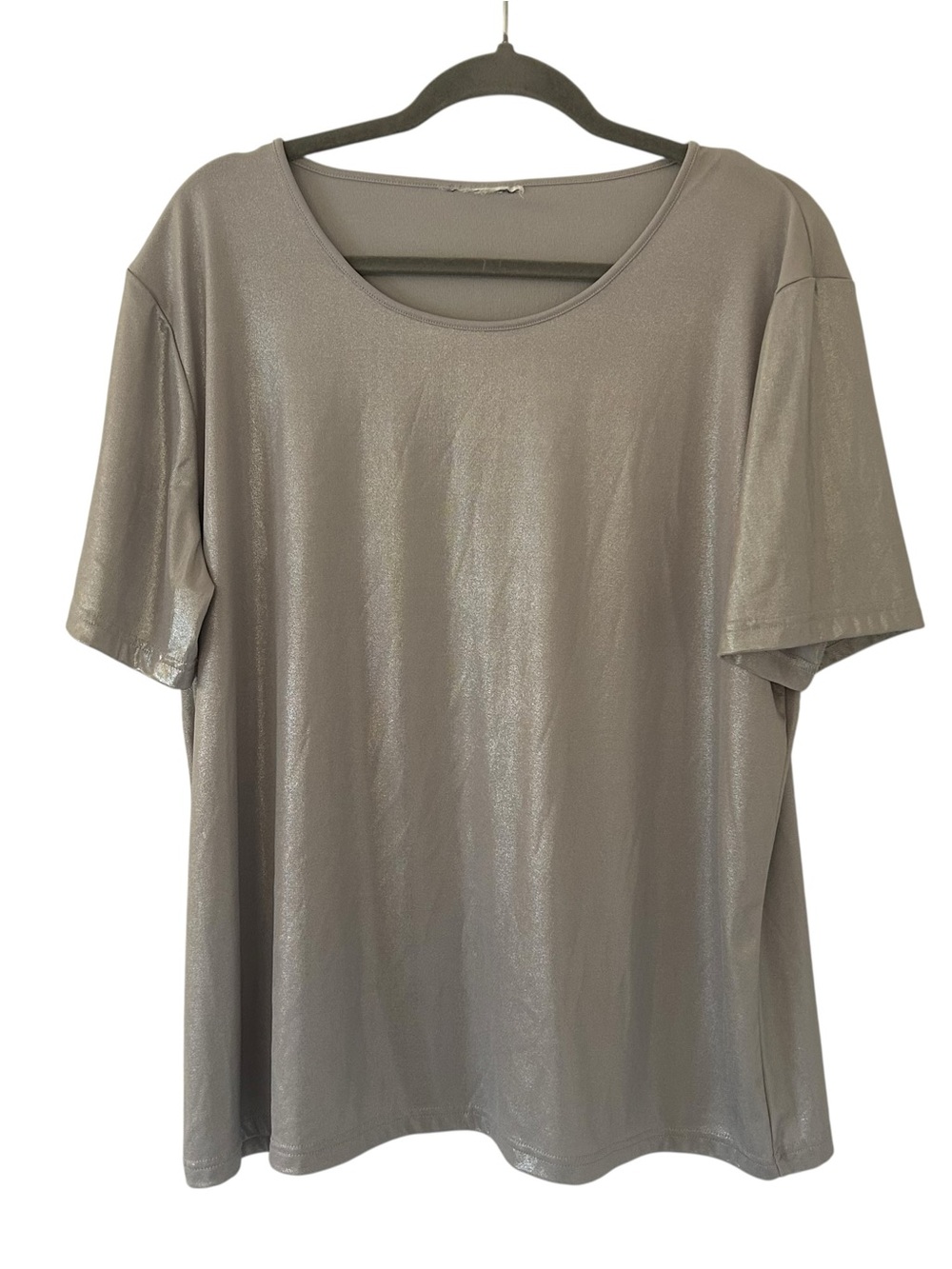 Silver Metallic Glitter Design Top Shirt Flowy Casual Style Women’s Size XL Fit!
